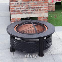 Iron Fire Pit Patio Garden Heater Table Outdoor BBQ Barbecue Camping Stove Large
