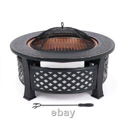 Iron Fire Pit Patio Garden Heater Table Outdoor BBQ Barbecue Camping Stove Large