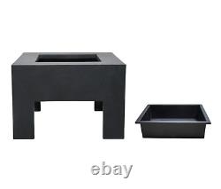 Ivyline Outdoor Square Garden Fire Bowl Square Granite Console Free Shipping New