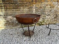 Kadai Large Rustic 70cm Fire Bowl With Stand and Cooking Bowl / BBQ
