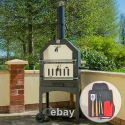 Kct Outdoor Pizza Oven Bbq Smoker With Tool Set Wood Fired Barbecue Grill Garden