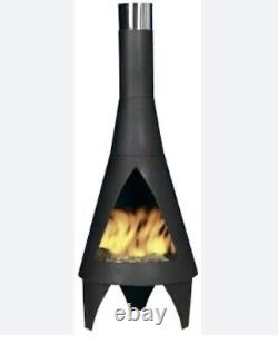 La Hacienda Firepit Colorado Chiminea Black Steel Garden Fire Heater RRP £174