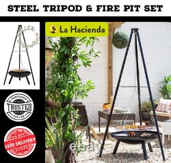 La Hacienda Tripod Set Bbq &cooking Area Fire Pit Camping Set Garden Heater