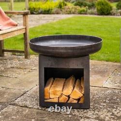 Laguna Fire Pit Bowl & Log Store Metal Outdoor Garden Patio Wood Burner Firepit