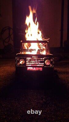 Land Rover 110 Fire pit wood burner chimera