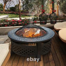 Large 3 in 1 Fire Pit with BBQ Grill Shelf Garden Heater Outdoor Stove Camping
