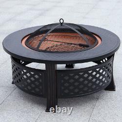 Large 3 in 1 Fire Pit with BBQ Grill Shelf Garden Heater Outdoor Stove Camping