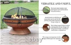 Large BBQ Fire Pit Barbecue Grill Patio Outdoor Garden Log Burner Copper Steel