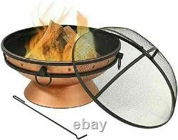 Large BBQ Fire Pit Barbecue Grill Patio Outdoor Garden Log Burner Copper Steel