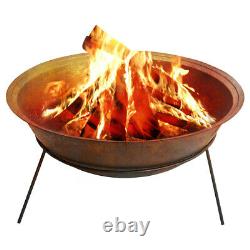 Large Cast Iron Garden Fire Pit Outdoor Patio Log Burner Steel Fire Bowl withStand