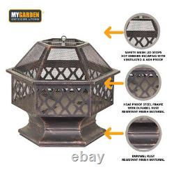 Large Fire Bowl Fire Pit For Garden Patio Heater BBQ Vintage Design Charcoal