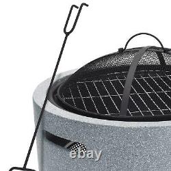 Large Fire Bowl Pit 52cm Garden Patio Outdoor Heating Brazier Heater + BBQ Rack