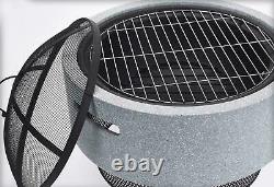 Large Fire Bowl Pit 52cm Garden Patio Outdoor Heating Brazier Heater + BBQ Rack