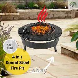 Large Fire Pit BBQ Grill Garden Patio Heater Outdoor Stove Brazier Log Burner