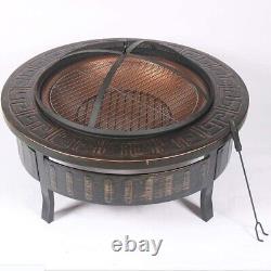 Large Fire Pit BBQ Grill Garden Patio Heater Outdoor Stove Brazier Log Burner