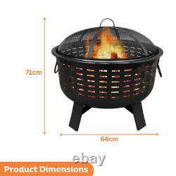 Large Fire Pit Bowl Garden Outdoor Patio Heater BBQ Grill Camping Log Burner