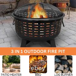 Large Fire Pit Bowl Garden Outdoor Patio Heater BBQ Grill Camping Log Burner