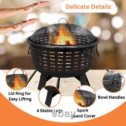 Large Fire Pit Bowl Garden Outdoor Patio Heater BBQ Grill Camping Log Burner