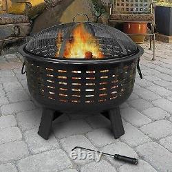 Large Fire Pit Bowl Garden Outdoor Patio Heater BBQ Grill Camping Log Burner