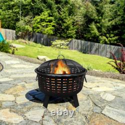 Large Fire Pit Bowl Garden Outdoor Patio Heater BBQ Grill Camping Log Burner