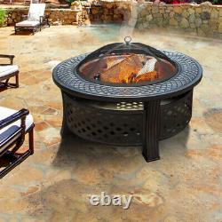 Large Fire Pit Fireplace Metal Table Shelf Patio Garden Heater Outdoor BBQ