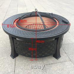 Large Fire Pit Fireplace Metal Table Shelf Patio Garden Heater Outdoor BBQ