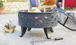 Large Fire Pit Garden Patio Black Steel Campeche Heater Steel BBQ Outdoor Burner