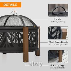 Large Firepit BBQ Grill Bowl Outdoor 2 In 1 Round Fire Pit Brazier Wood Burner