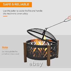 Large Firepit BBQ Grill Bowl Outdoor 2 In 1 Round Fire Pit Brazier Wood Burner