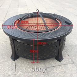 Large Firepit BBQ Outdoor Garden Patio Heater Stove Fire Pit Brazier Cover Black