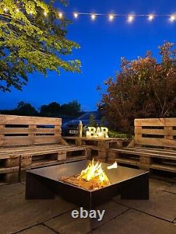 Large Firepit Square Outdoor Fire Pit Garden Fire Bowl Bbq Grill Patio Heater