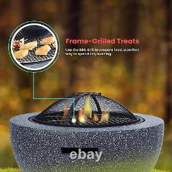 Large Garden Fire Pit Burner Outdoor Patio Heater Camping Bonfire Grill BBQ 60cm