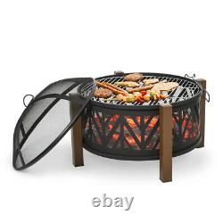 Large Garden Fire Pit Outdoor Patio Camping BBQ Grill Log Burner Heater Steel