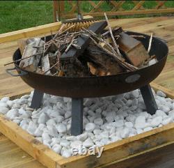 Large Garden Fire Pit Outdoor Patio Solid Steel Bowl Wood Log Burner Heater New