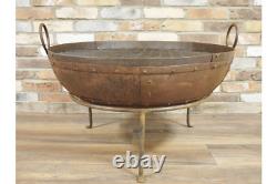 Large Iron Fire Pit Kadai Fire Pit with Grill BBQ Wood Burner Fire Bowl 5190s