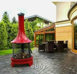 Large Outdoor Chimney Fire Pit Steel Chiminea Fireplace BBQ Grill Wood Burning
