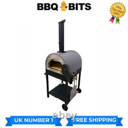 Large Outdoor Wood-Fired Pizza Oven With Stand & Wheels Stone-Baked Pizza's UK