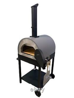 Large Outdoor Wood-Fired Pizza Oven With Stand & Wheels With Small Dent On Side