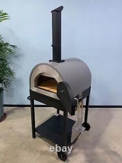 Large Outdoor Wood-Fired Pizza Oven With Stand & Wheels With Small Dent On Side