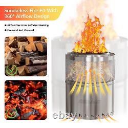 Large Smokeless fire pit and base Wood Burning Firepit Bonfire stove Travel Camp