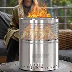 Large Stainless Steel Smokeless Fire Pit Safe Burning Survival Stove With Stand