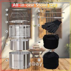 Large Stainless Steel Smokeless Fire Pit Safe Burning Survival Stove With Stand