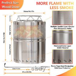 Large Stainless Steel Smokeless Fire Pit Safe Burning Survival Stove With Stand