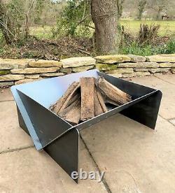 Large Steel Fire Pit Garden Rectangle Outdoor Camping BBQ Heater