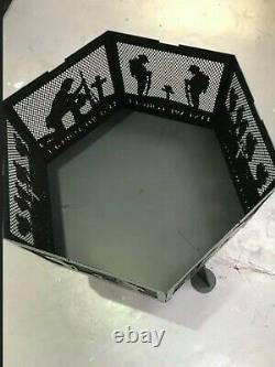 Lest We Forget Military Remembrance Hexagonal fire Pit With Black Finish