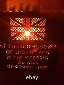 Lest We Forget soldier hexagonal fire pit going down of the sun