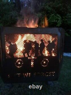 Lest We Forget soldier hexagonal fire pit going down of the sun