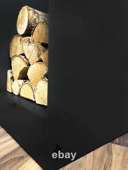 Log Store With Storage Drawer Winter Heavy Duty Outdoor Garden Fire Wood Metal