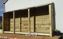 Log Store Wood Storage Triple Bay 6ft Wooden Outdoor Fire Shed Clearance