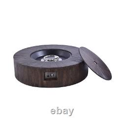 Luxury Gas Fire Pit Outdoor Large ROUND STEEL +Wooden Effect with Rain Cover